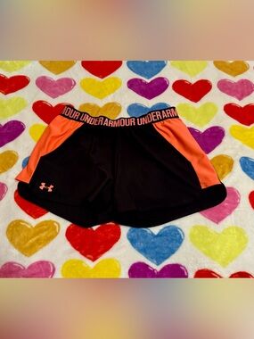 Under Armour Black & orange Women's Athletic Shorts